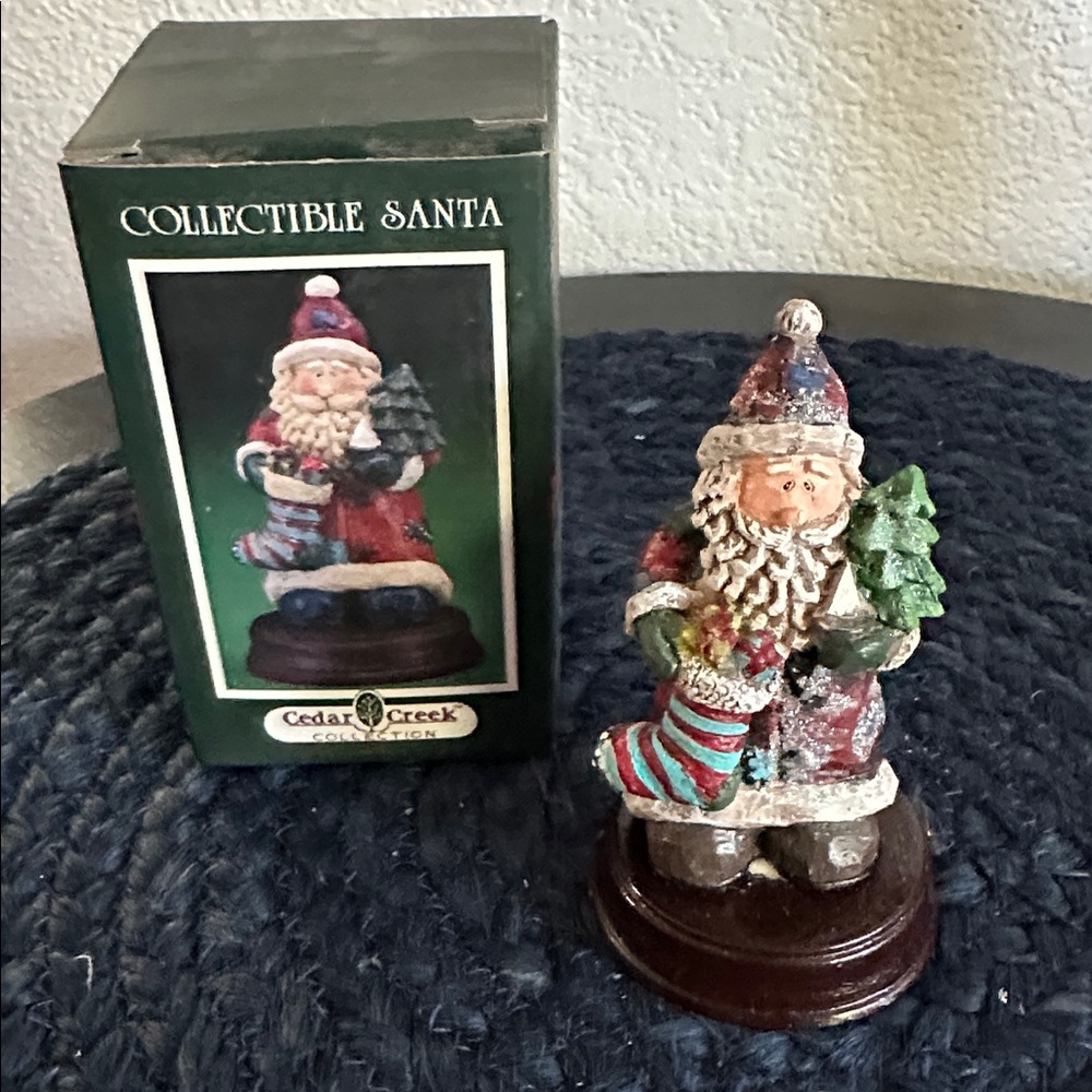 Festive Santa Figurine with Tree and Stocking